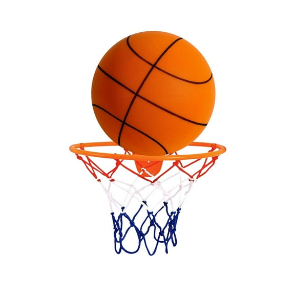 AMLESO Silent Basketball with Hoop Portable No Noise Children Adult Toy Orange Size 5