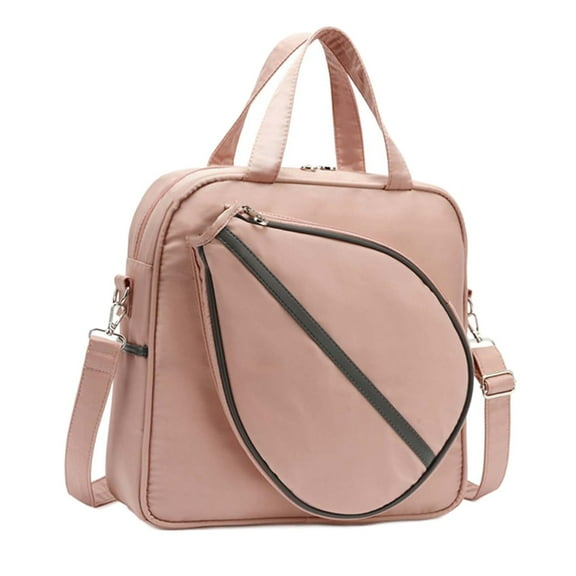 AMLESO Tennis Tote Bag Badminton Bag Zipper Closure Large Capacity Portable Sport Handbag Tennis Racket Bag for Pickleball Badminton Pink