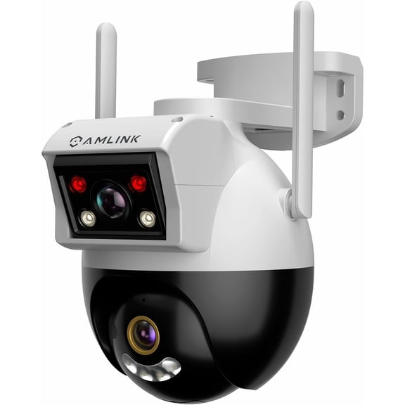AMLINK 2X 2MP Dual-Lens WiFi Camera Outdoor, Human Detection, Motion-Tracking, w/ 2-Way Audio, Pan/Tilt Wireless IP Camera, NDAA Compliant, 30ft Night Vision, Built in Siren, AL4M-P402W