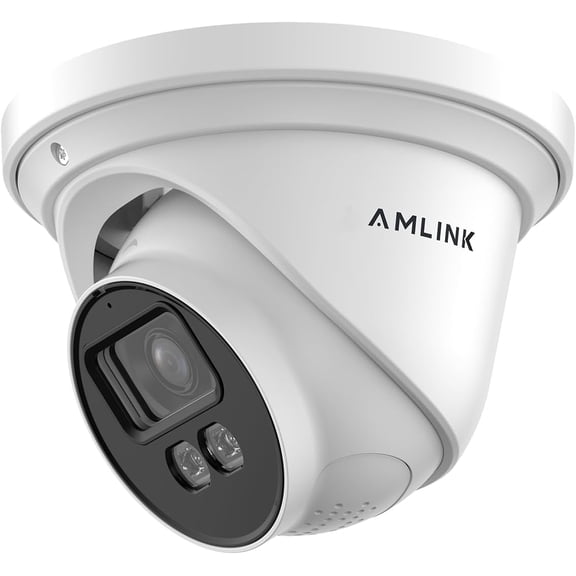 AMLINK 4K/8MP Security AI IP PoE Camera, Night Color 100ft, Human/Vehicle Detection, NDAA Compliant, Indoor Outdoor Surveillance Turret, 2-Way Audio, Support 256GB MicroSD, Deterrent, AL8M-T8198EW