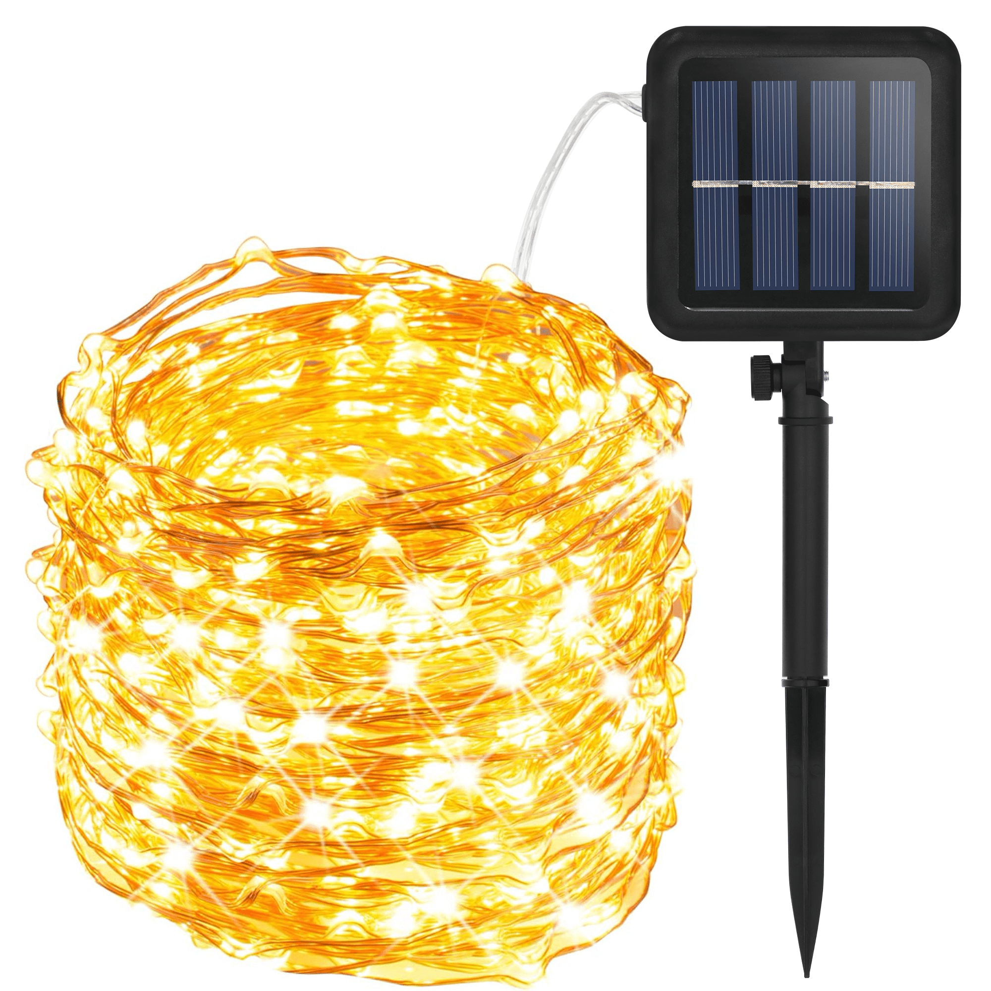 Walmart Saving of  AMMAKER Solar String Lights 72FT 200LED Waterproof Outdoor Copper Wire with 8 Modes Warm White