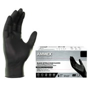 AMMEX Black Nitrile Exam Gloves, Size X-Large, 100 Count, Light-Duty