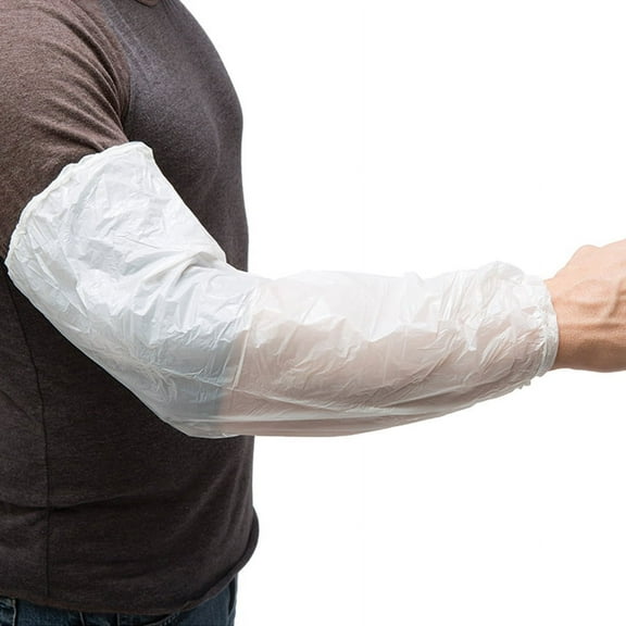 AMMEX Disposable Poly Sleeves, White, 100/Case