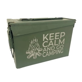 AMMO CAN MAN One (1) Laser Engraved "KEEP CALM AND GO CAMPING" Grade 1 Ammo Can with or w/o Lock Kit - 30 Cal