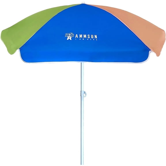 AMMSUN 5ft Seaside Kids Umbrella UPF50+ for Children Sand Water Table Outdoor Play,Green/Blue