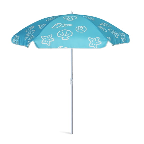 AMMSUN 5ft Seaside Kids Umbrella UPF50+ for Children Sand Water Table Outdoor Play,Shell Blue