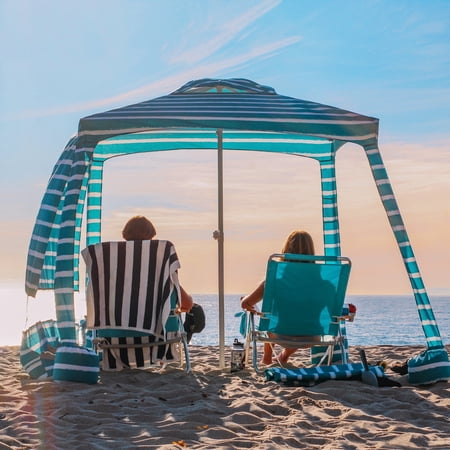 AMMSUN 6.2'×6.2' Beach Cabana Tent with Side Wall UPF 50+ Easy Setup Canopy Shade,Turquoise