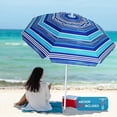 thumbnail image 1 of AMMSUN 6.5ft Beach Umbrella for Sand with Tilt & UPF50+ Sun Protection & Carry Bag,Blue Stripes, 1 of 9