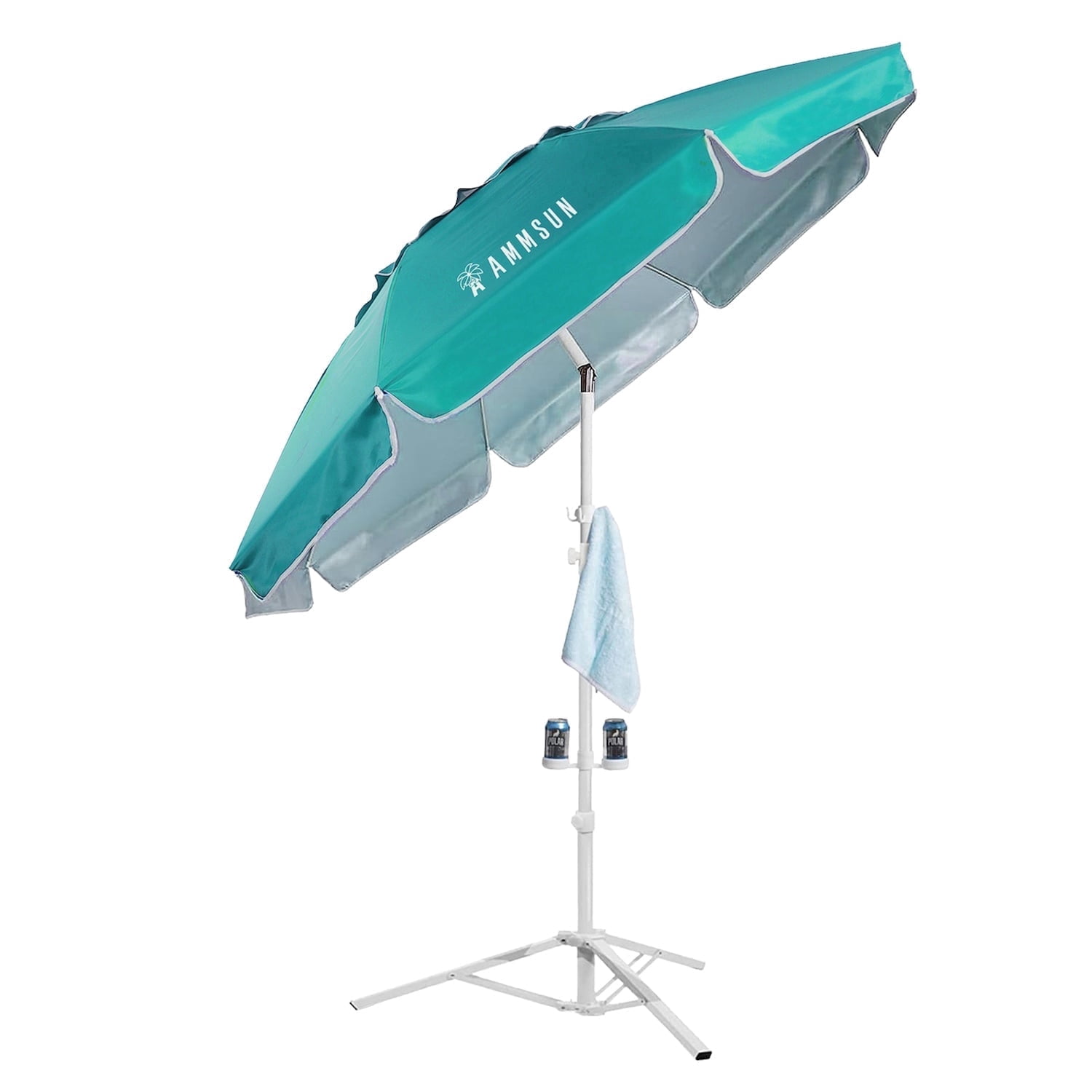 AMMSUN 6.5ft Lightweight Sports Beach Umbrella Portable Shade with Stand for Outdoor Games,Green