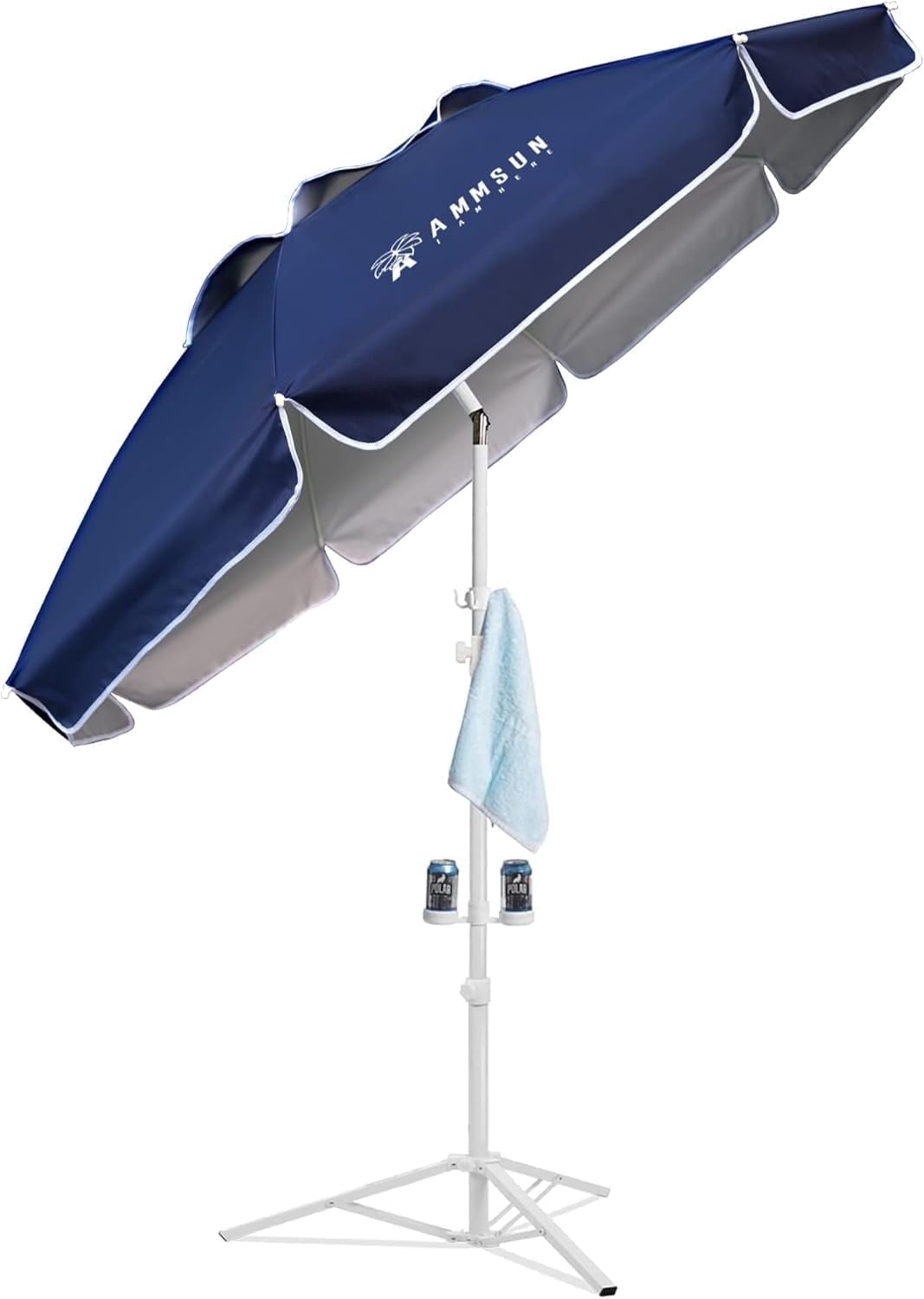 AMMSUN 6.5ft Lightweight Sports Beach Umbrella Portable Shade with Stand for Outdoor Games,Navy Blue