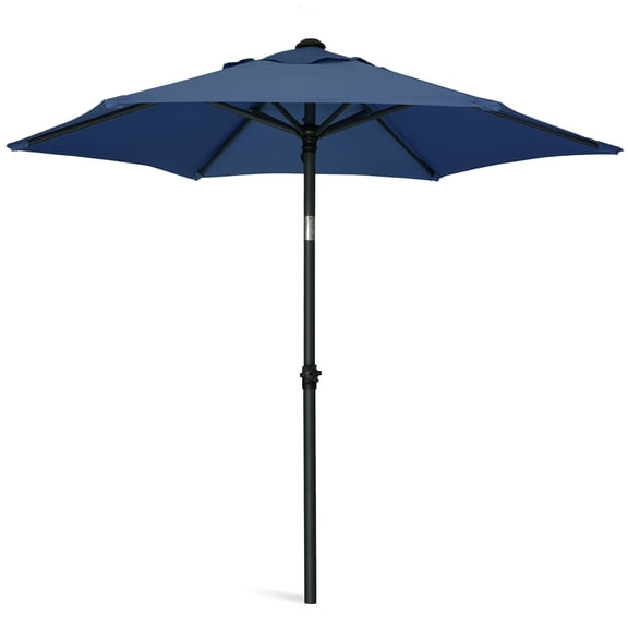 AMMSUN 6ft Blue Round Outdoor Small Table Pool Lawn Balcony Market Patio Umbrella, Push Up & Tilt