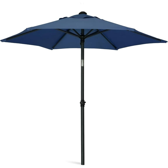 AMMSUN 6ft Blue Round Outdoor Small Table Pool Lawn Balcony Market Patio Umbrella, Push Up & Tilt