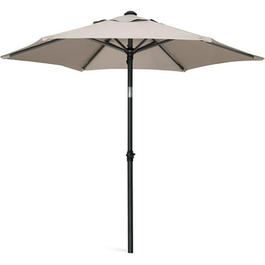 AMMSUN 6ft Khaki Round Outdoor Small Table Pool Lawn Balcony Market Patio Umbrella, Push Up & Tilt