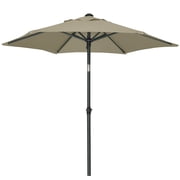 AMMSUN 6ft Round Patio Umbrella, Khaki, Push Up & Tilt Small Outdoor Market Umbrella for Pool Lawn Balcony Garden