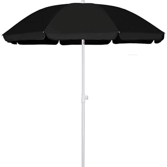AMMSUN 6ft Black Round Outdoor Picnic Portable Market Patio Umbrella,Tilt Pole & Carry Bag