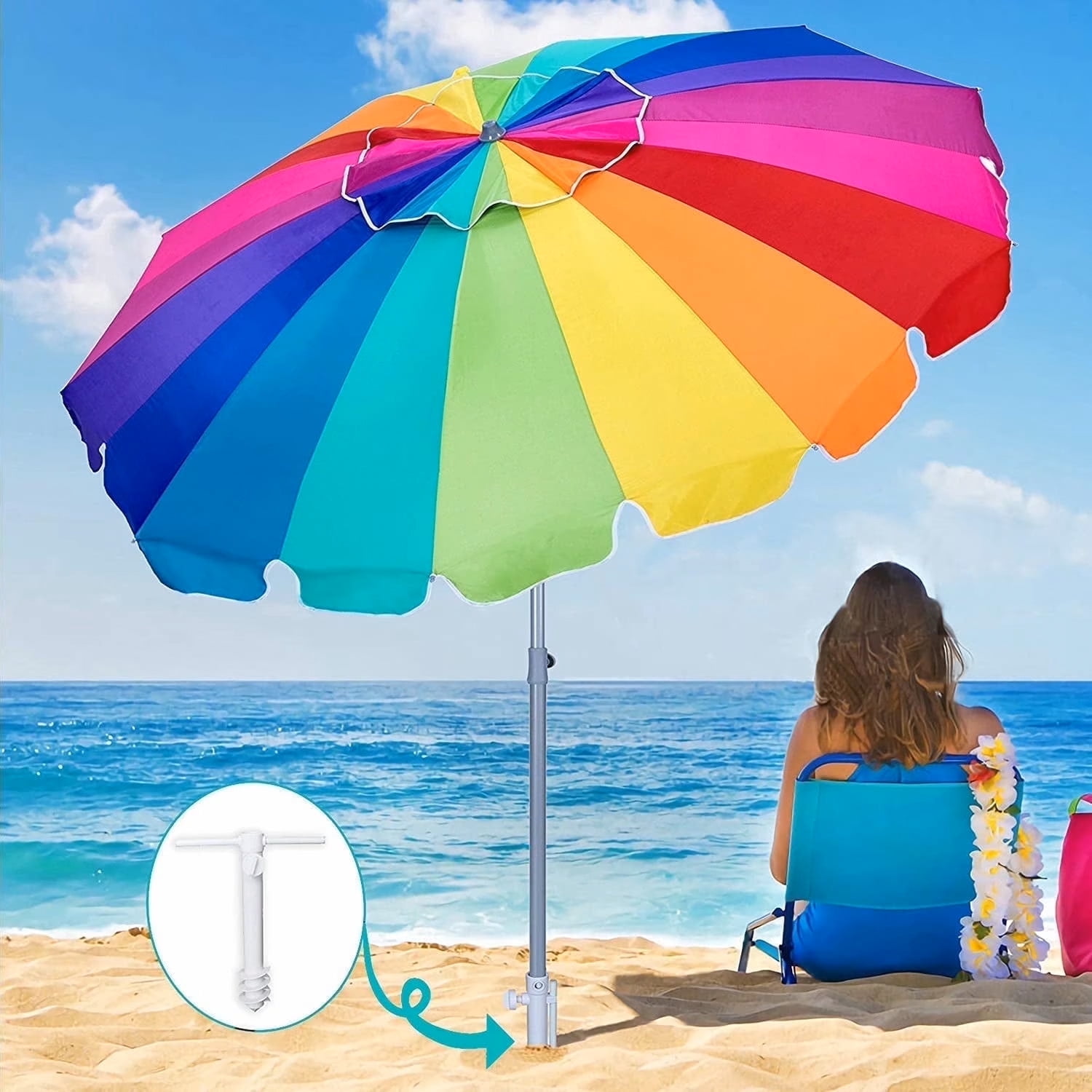 44 x 84 patio umbrella Rio 84 in. Tiltable Blue Beach Umbrella