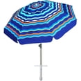 thumbnail image 1 of AMMSUN 7ft Heavy Duty High Wind Beach Umbrella Parasols with sand anchor & Tilt Sun Shelter, UV 50+ Protection Outdoor Sunshade Umbrellas Carry Bag for Patio Garden Pool Backyard Stripe Blue, 1 of 8