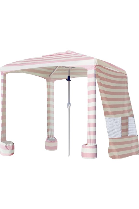 AMMSUN Beach Cabana, 6.5'6.5' Beach Canopy, Easy Set up and Take Down, Cabana Tent with Sand Pockets, Instant Sun Shade with Side Wall, Elegant Pink : Sports & Outdoors