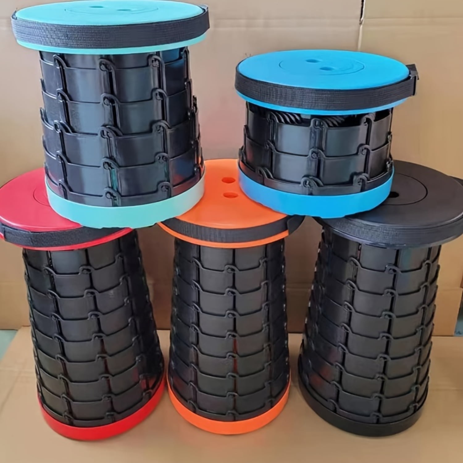 AMNGST Compact Folding Camping Stool Lightweight Round Telescopic