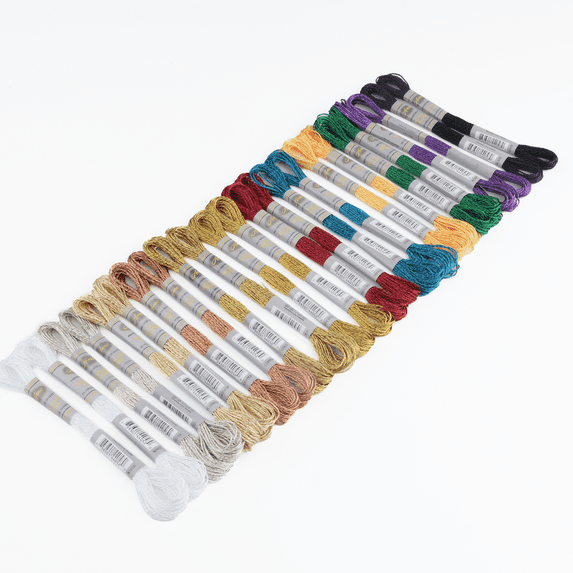 AMO Hilos 24 Skeins per Set Metallic Embroidery Floss (12 Colors*2 ...