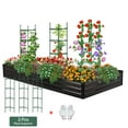 thumbnail image 1 of AMOBRO 8x4x1ft Outdoor Metal Raised Garden Bed Planter Box for Vegetables, Flowers, Herbs w/ 3 Tomato Cages Black, 1 of 7