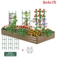 thumbnail image 1 of AMOBRO 8x4x1ft Outdoor Metal Raised Garden Bed Planter Box for Vegetables, Flowers, Herbs w/ 3 Tomato Cages Brown, 1 of 9