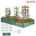 thumbnail image 1 of AMOBRO 8x4x1ft Outdoor Metal Raised Garden Bed Planter Box for Vegetables, Flowers, Herbs w/ 3 Tomato Cages Green, 1 of 9
