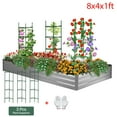 thumbnail image 1 of AMOBRO 8x4x1ft Outdoor Metal Raised Garden Bed Planter Box for Vegetables, Flowers, Herbs w/ 3 Tomato Cages Silver, 1 of 9