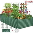 thumbnail image 1 of AMOBRO 8x4x2ft Outdoor Metal Raised Garden Bed Planter Box for Vegetables, Flowers, Herbs w/ 3 Tomato Cages Green, 1 of 10