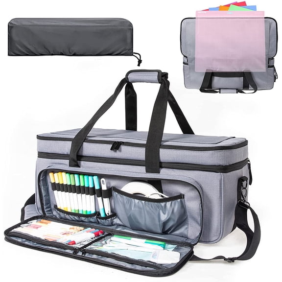 AMOIGEE Carrying Case for Cricut Maker 3, Maker 4, Explore Air 2, Explore 3, Explore 4, Double-Layer Carry Bag with Dust Cover, Storage Organizer for Cricut Accessories and Tools.