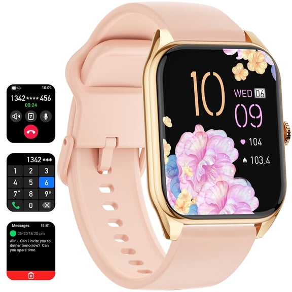 Joautrial Smart Watch for Women, 1.95" Touchscreen Fitness Tracker, Make/Answer Calls, IP68 Waterproof, Rest & Activity Tracking Smartwatch fits for Android and Iphone- Gold