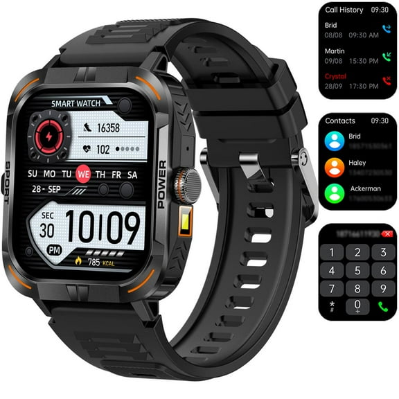 AMOLED Ultra-Clear Square Screen Smart Watches for Men Women 1.97'' Smartwatch Fitness Tracker with Answer Make Calls 100+ Sports Modes/Message Reminder, IP68 Waterproof for Android iPhone Devices