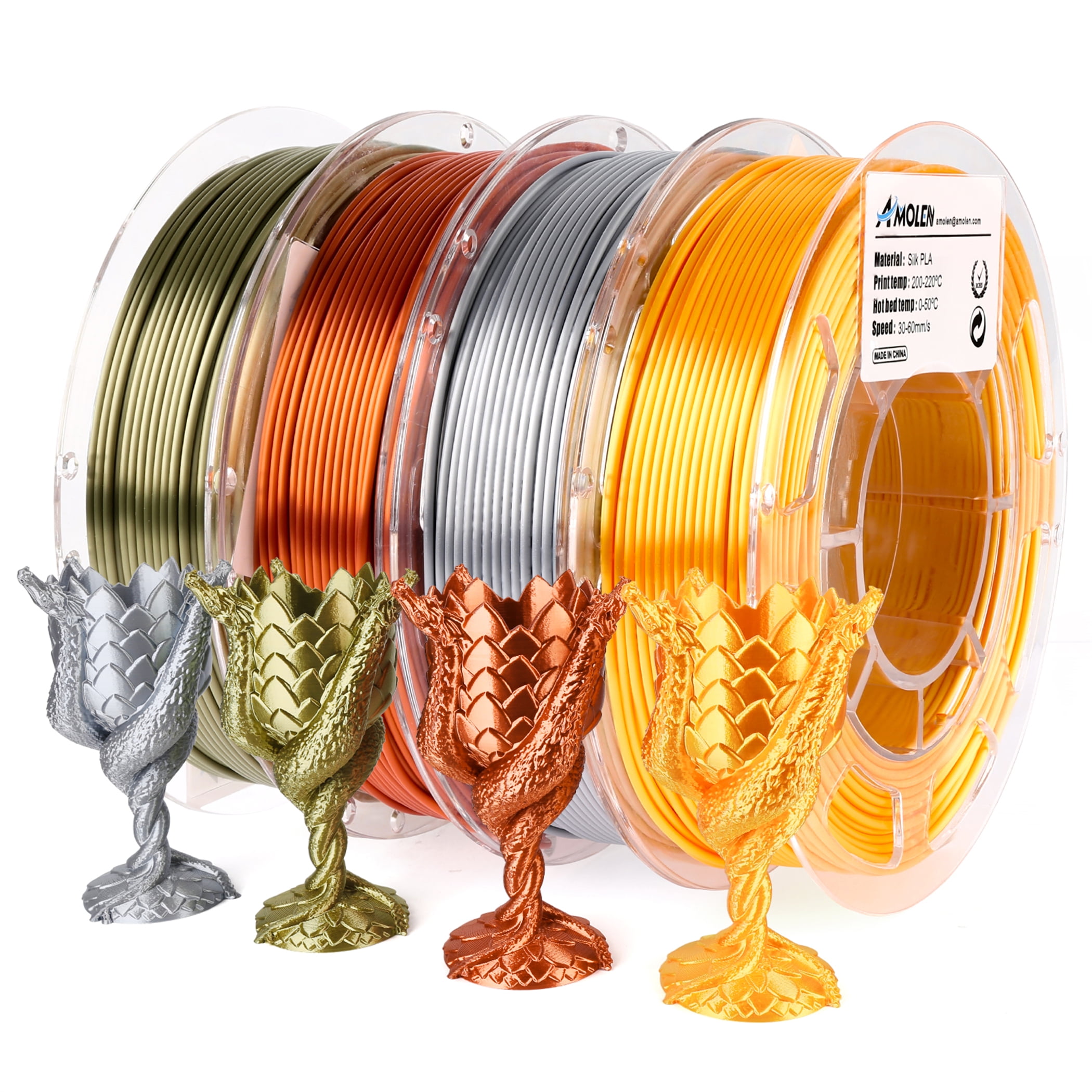 Transparent PETG Filament Bundle 200g*4 Spools – AMOLEN