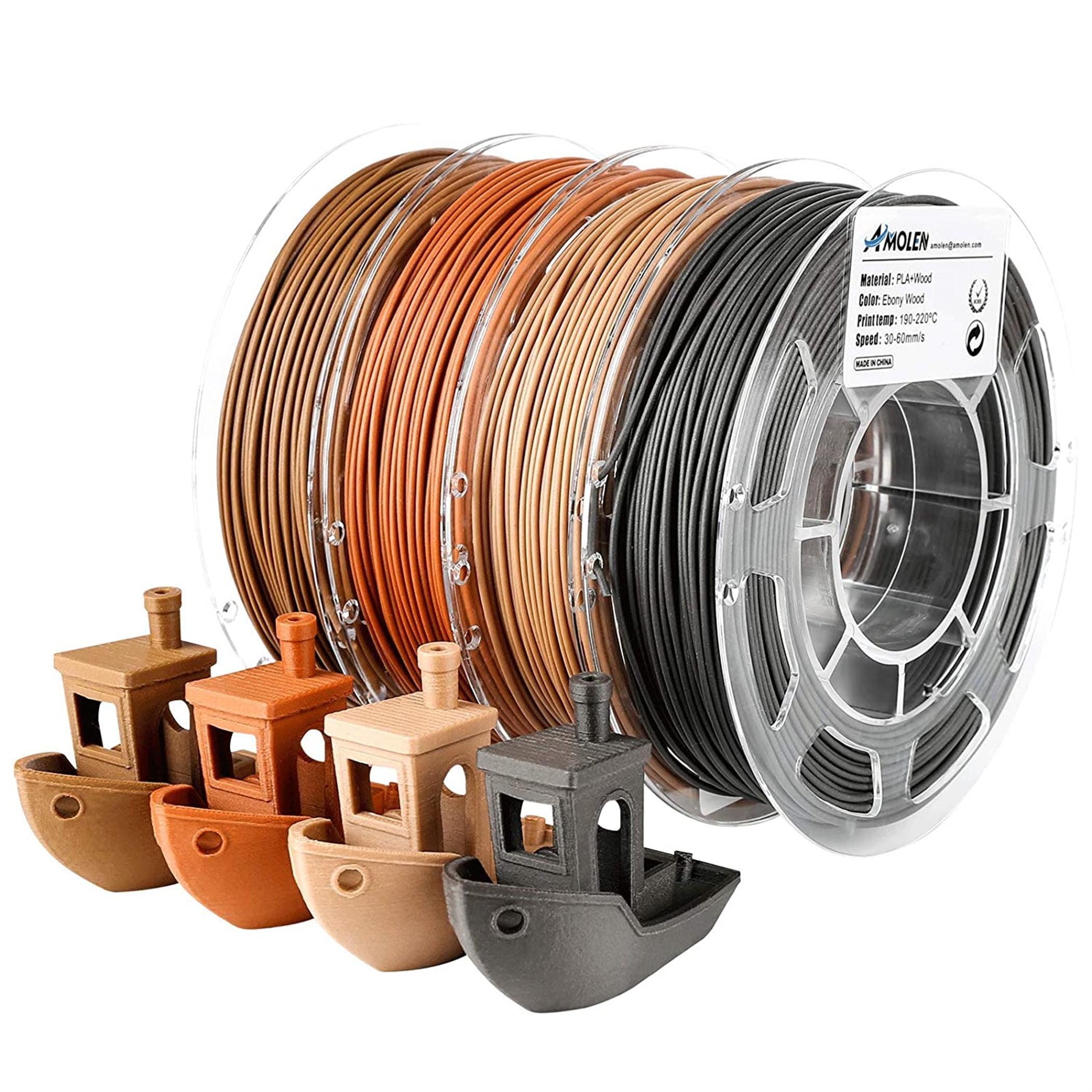 AMOLEN Wood Filament Bundle,3D Printer PLA Filament 1.75mm, Walnut
