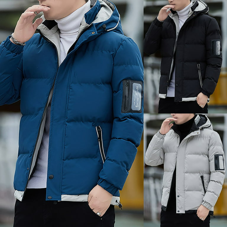 Jackets for Men Casual Zipper Pocket Down Jacket Plus Thickened Coat Jacket  Tops Mens Coats and Jackets