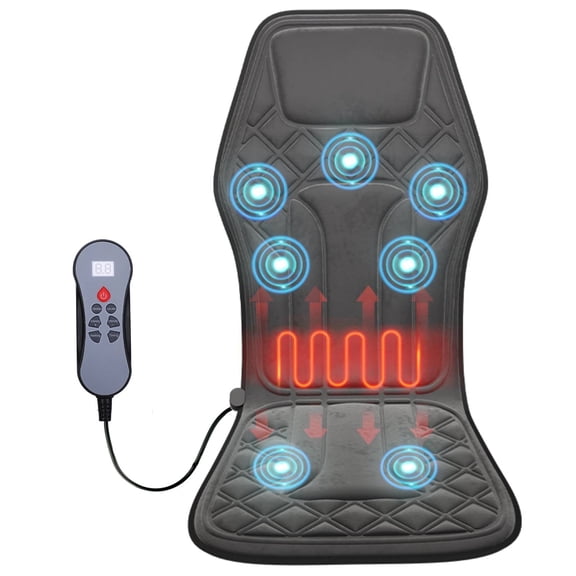 Seat Massage Cushion Back Massager with Heat Deep Kneading 9 Vibration Mode Chair Massager for Home Office Car Travel