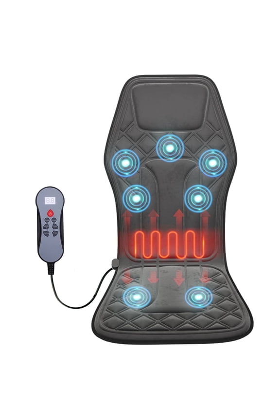 Seat Massage Cushion Back Massager with Heat Deep Kneading 9 Vibration Mode Chair Massager for Home Office Car Travel