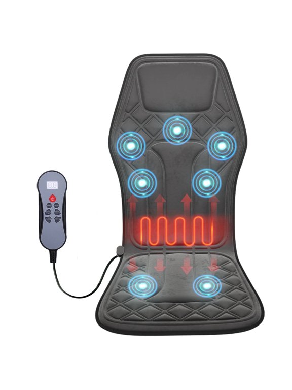 Seat Massage Cushion Back Massager with Heat Deep Kneading 9 Vibration Mode Chair Massager for Home Office Car Travel