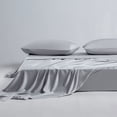 thumbnail image 1 of AMONOL 4-Piece 300 Thread Count Silver 100% Bamboo Fiber Bed Sheet Set, Queen - Deep Pocket, 1 of 8