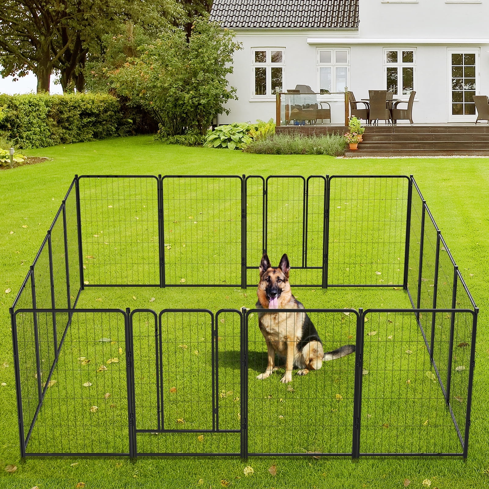 AMONSEE Dog Playpen, 16 Panels 40" Height Pet Playpen, Foldable Metal ...