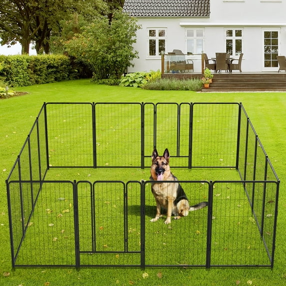 AMONSEE Dog Playpen, 16 Panels 40" Height Pet Playpen, Foldable Metal Dog Fence for Indoor Outdoor