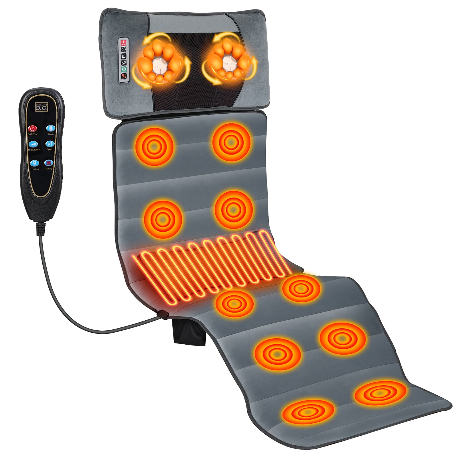 AMONSEE Massage Mat, Massage Chair Full Body,10 Vibration Motors & 9 Massage Modes,Back Massage for Bed,Full Body Massager for Neck, Back, Lumbar,Leg, Gifts for Women Men