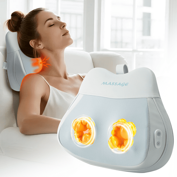AMONSEE Back Massager with Heat Rechargable 3D Kneading,Neck Massager Pillow for Pain Relief