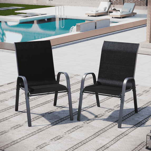 AMOPATIO Patio Chairs Set of 2, Outdoor Stackable Dining Chairs for All ...