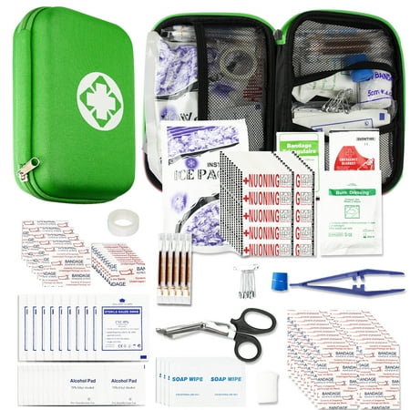 AMORNING 277 Pcs First Aid Kit Car Emergency Kit Survival for Home Travel Outdoor Portable Green