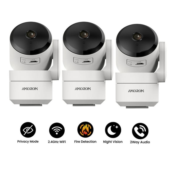 AMOROM Indoor Camera for Home Security 3 Pack, 360° Baby Monitor with Motion Detection(2.4GHz Wifi)