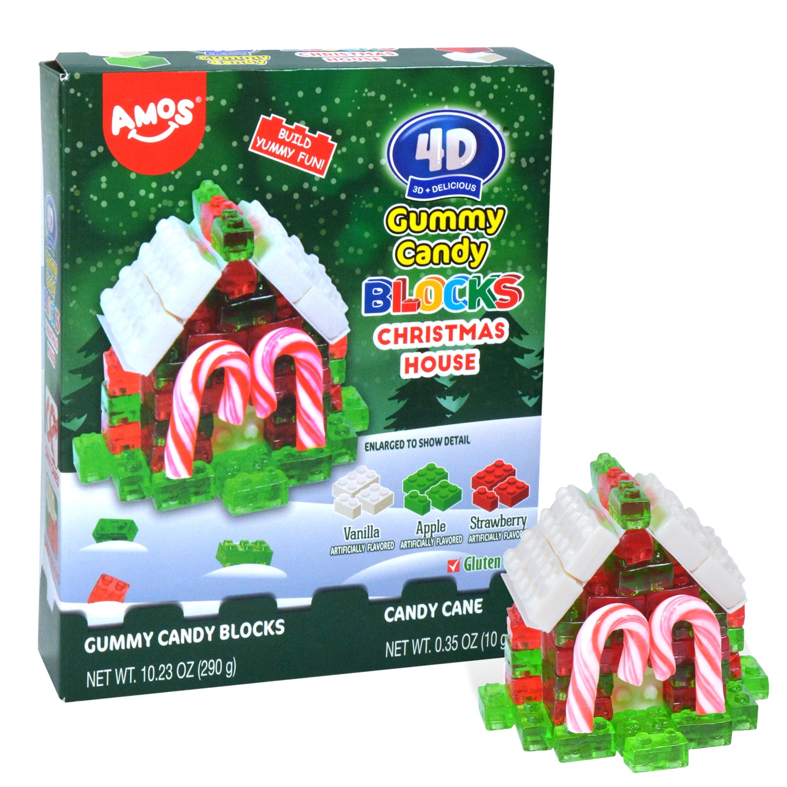 AMOS 4D Christmas Candy Gummy Blocks Christmas House Gift, Xmas-themed Theater Pack (10.57oz, Mixed)