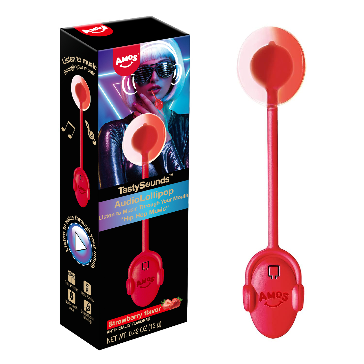 AMOS Christmas Candy Music Lollipop Sugar Free,Novelty Audio Lollipop with Song of Happy