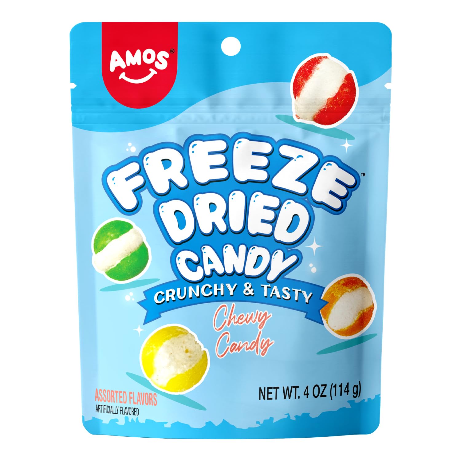 AMOS Freeze Dried Skittles, Premium Dry Freeze Crunchy Candy, Resealable
