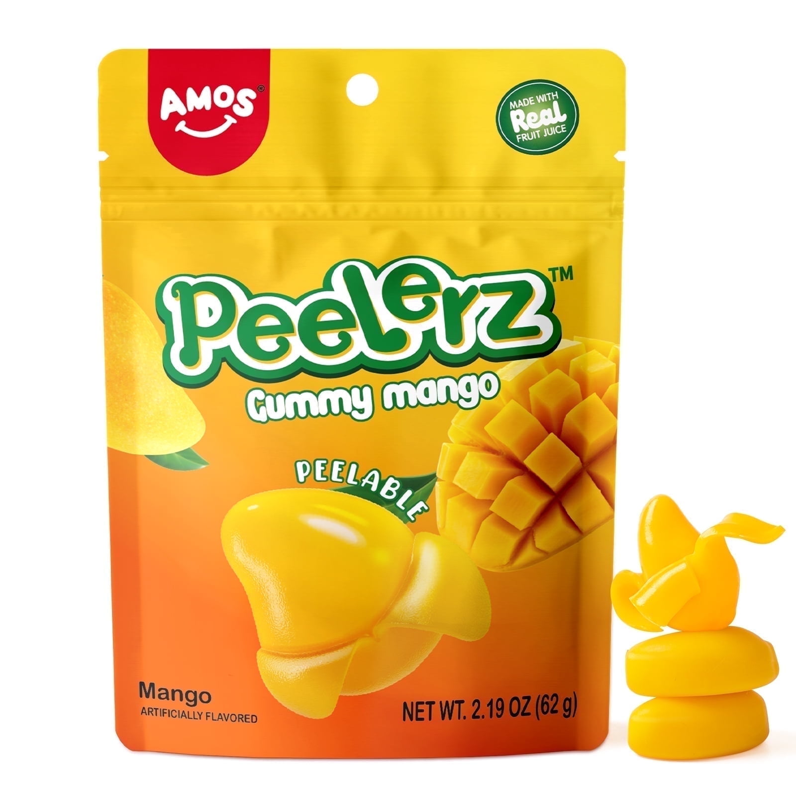 Walmart Deals of AMOS Peelerz Gummies Peelable Mango Candy Resealable Bag 2.19oz